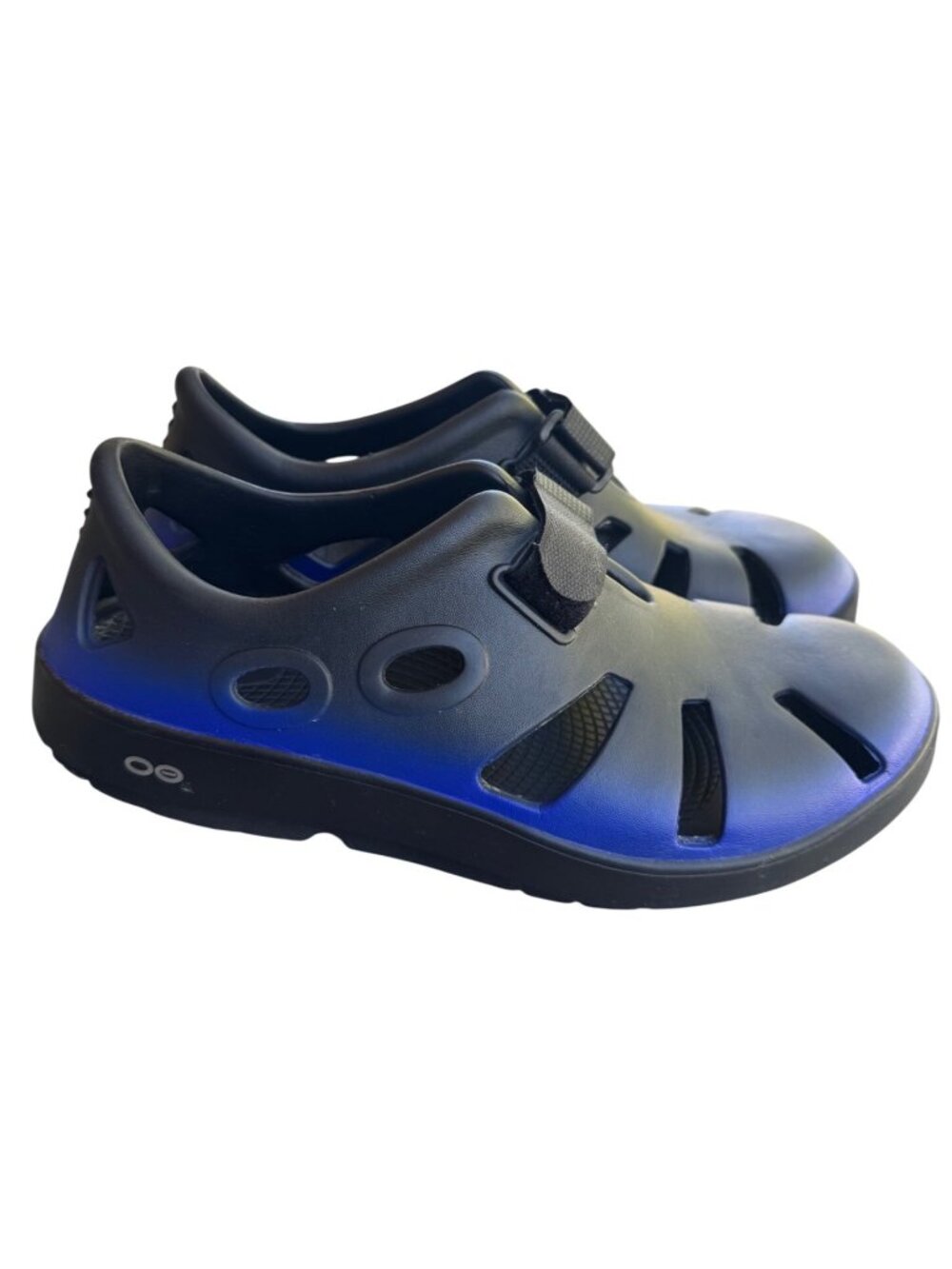 Oofos Shoes Oocandoo Recovery Sandals Mens 10 Womens 12 Blue Black Comfort